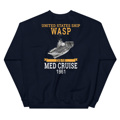 USS Wasp (CVS-18) 1961 MED Unisex Sweatshirt – back view, navy