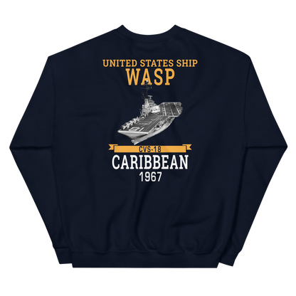 USS Wasp (CVS-18) 1967 CARIBBEAN Unisex Sweatshirt – back view, navy