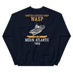 USS Wasp (CVS-18) 1968 MED/N. ATLANTIC Unisex Sweatshirt – back view, navy