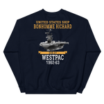 USS Bonhomme Richard (CVS-31) 1962-63 WESTPAC Unisex Sweatshirt – back view, navy