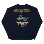 USS Bonhomme Richard (CVS-31) 1961 WESTPAC Unisex Sweatshirt – back view, navy