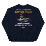 USS Bonhomme Richard (CVS-31) 1964 WESTPAC/VIETNAM Unisex Sweatshirt – back view, navy