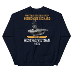 USS Bonhomme Richard (CVS-31) 1970 WESTPAC/VIETNAM Unisex Sweatshirt – back view, navy