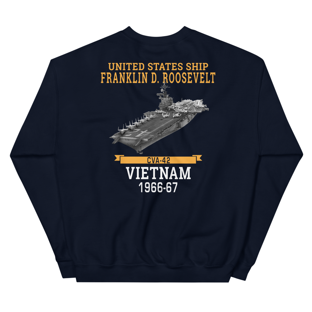 USS Franklin D. Roosevelt (CVA-42) 1966-67 VIETNAM Sweatshirt – back view, navy