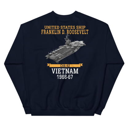 USS Franklin D. Roosevelt (CVA-42) 1966-67 VIETNAM Sweatshirt – back view, navy
