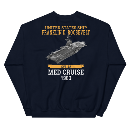 USS Franklin D. Roosevelt (CVA-42) 1960 MED CRUISE Sweatshirt – back view, navy