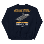 USS Franklin D. Roosevelt (CVA-42) 1965 MED CRUISE Sweatshirt – back view, navy