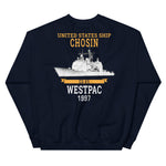 USS Chosin (CG-65) 1997 WESTPAC Unisex Sweatshirt – back view, navy