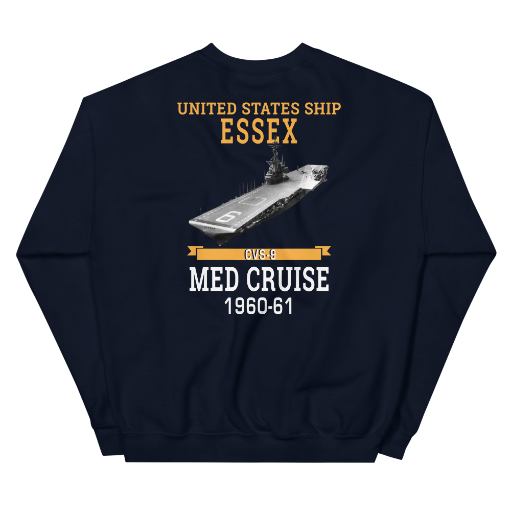 USS Essex (CVS-9) 1960-61 MED CRUISE Sweatshirt – back view, navy