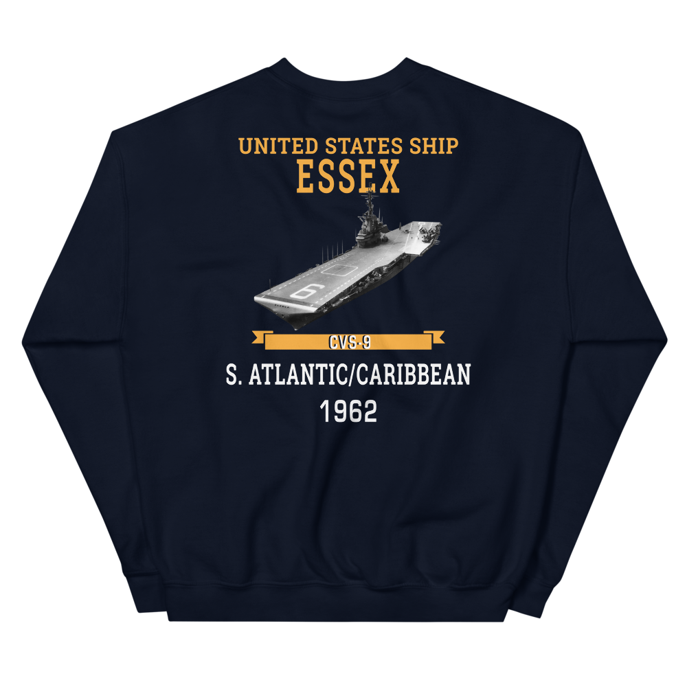 USS Essex (CVS-9) 1962 S. ATLANTIC/CARIBBEAN Sweatshirt – back view, navy