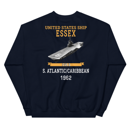 USS Essex (CVS-9) 1962 S. ATLANTIC/CARIBBEAN Sweatshirt – back view, navy