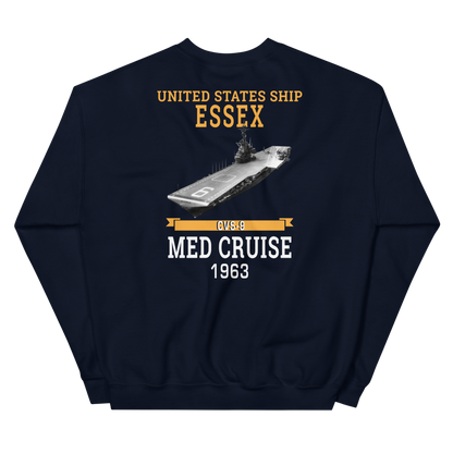 USS Essex (CVS-9) 1963 MED CRUISE Sweatshirt – back view, navy