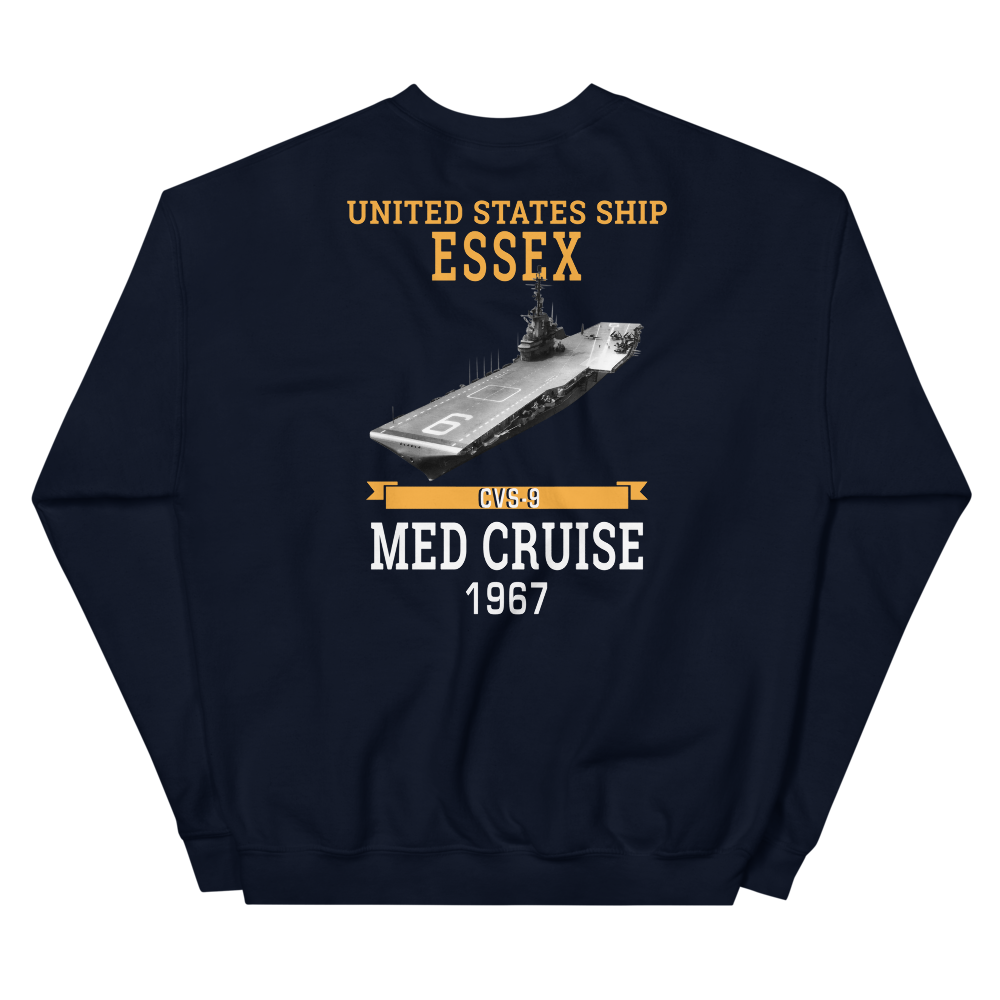 USS Essex (CVS-9) 1967 MED CRUISE Sweatshirt – back view, navy