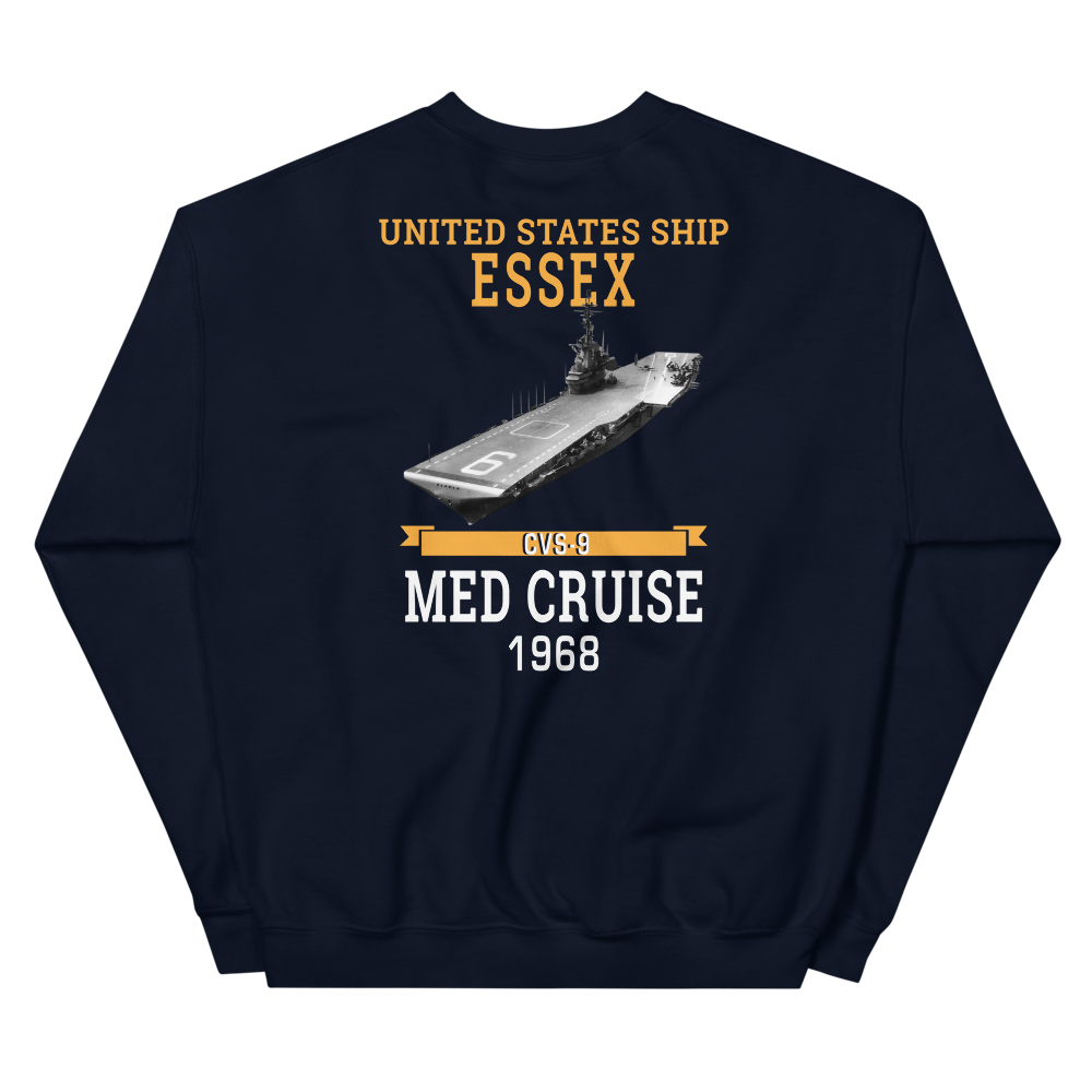 USS Essex (CVS-9) 1968 MED CRUISE Sweatshirt – back view, navy
