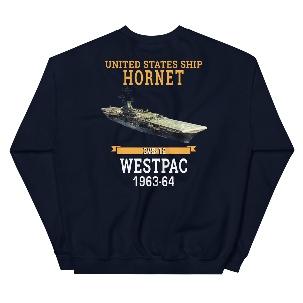 USS Hornet (CVS-12) 1963-64 WESTPAC Sweatshirt – back view, navy