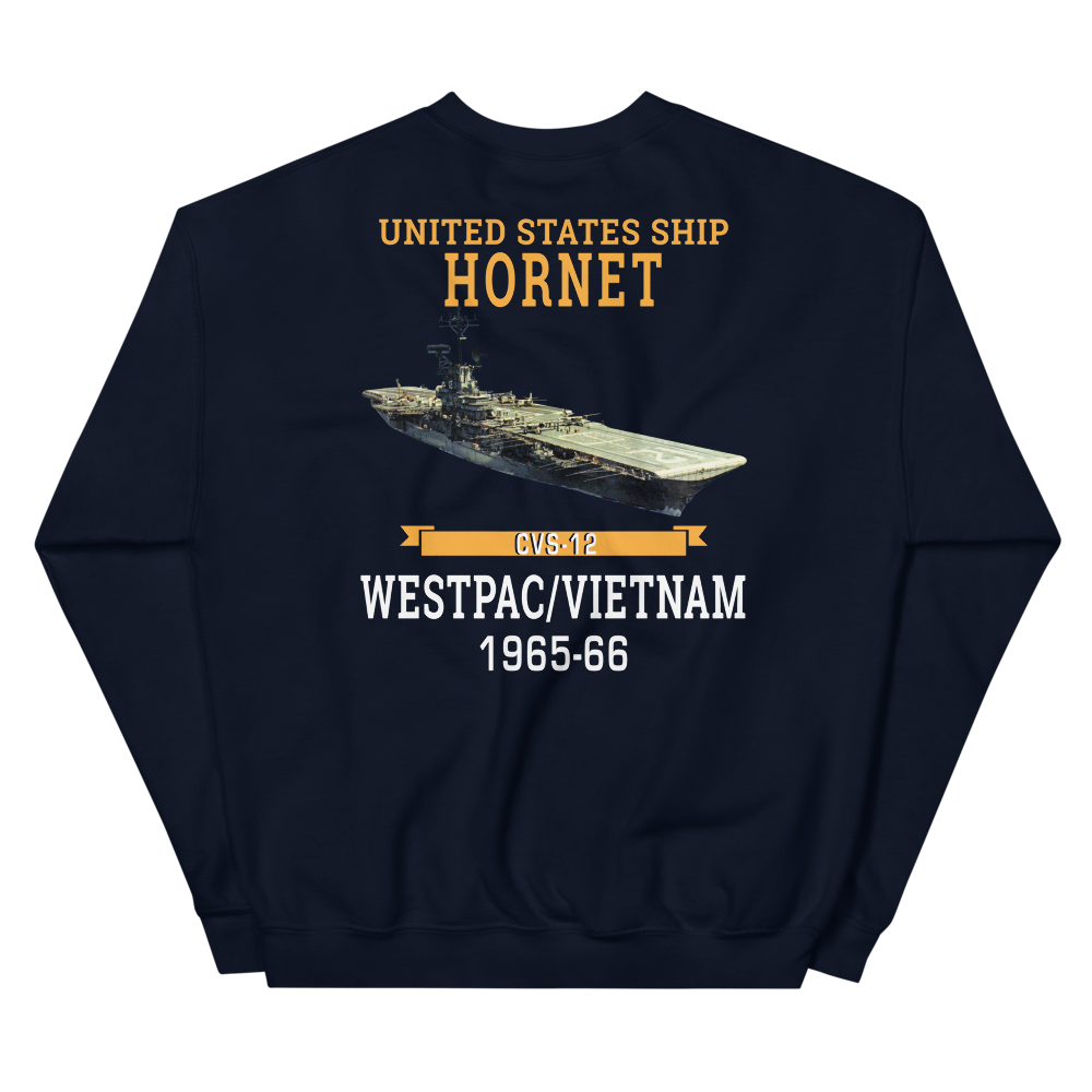 USS Hornet (CVS-12) 1965-66 WESTPAC/VIETNAM Sweatshirt – back view, navy