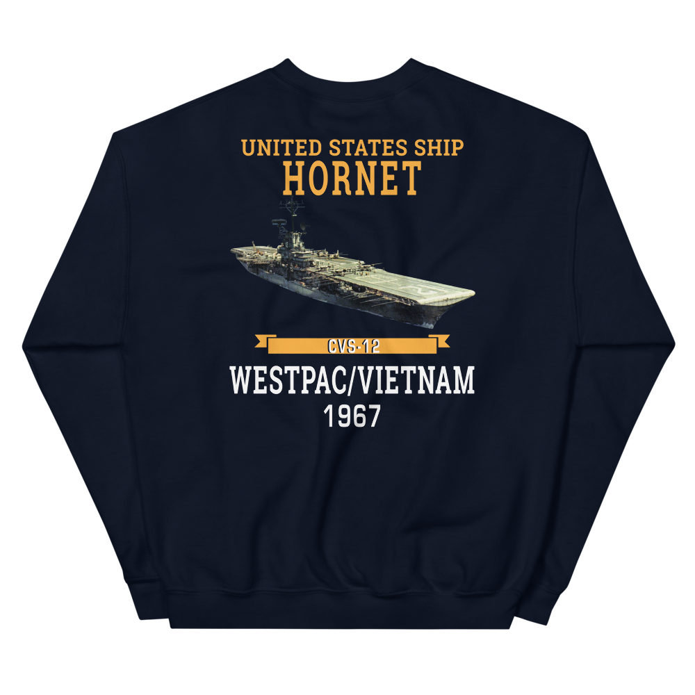 USS Hornet (CVS-12) 1967 WESTPAC/VIETNAM Sweatshirt – back view, navy