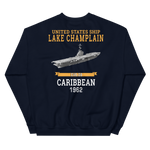 USS Lake Champlain (CVS-39) 1962 CARIBBEAN Sweatshirt – back view, navy