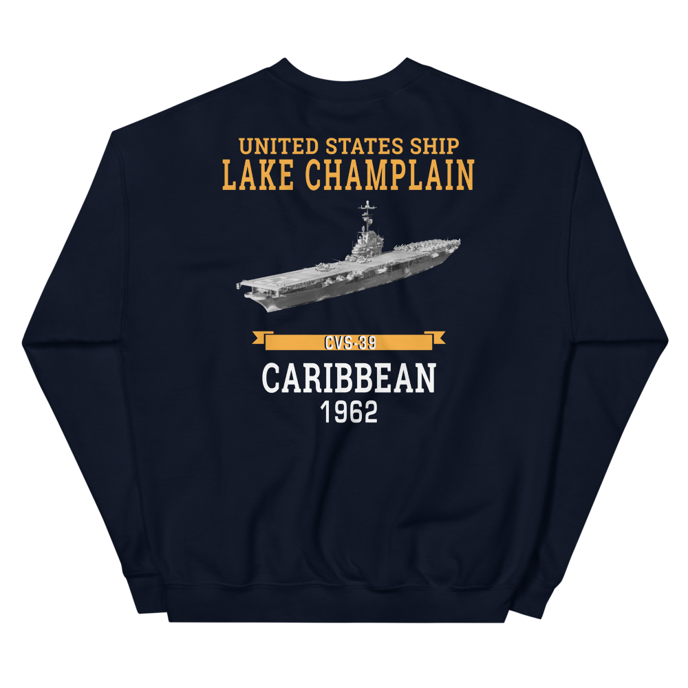 USS Lake Champlain (CVS-39) 1962 CARIBBEAN Sweatshirt – back view, navy