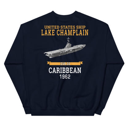 USS Lake Champlain (CVS-39) 1962 CARIBBEAN Sweatshirt – back view, navy