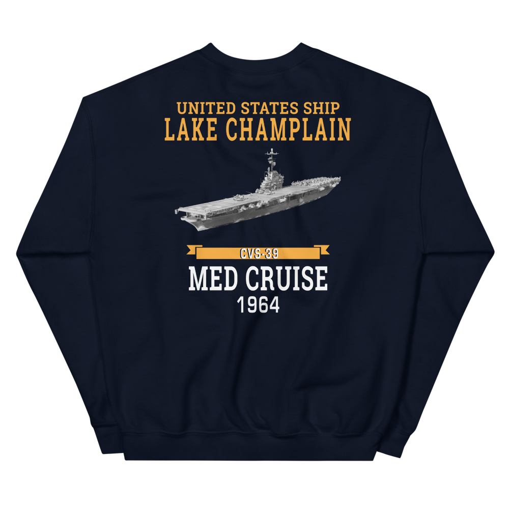 USS Lake Champlain (CVS-39) 1964 MED CRUISE Sweatshirt – back view, navy