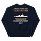 USS Thomas Hudner (DDG-116) 2021 MAIDEN DEPLOYMENT Unisex Sweatshirt – back view, navy