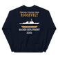 USS Roosevelt (DDG-80) 2002 MAIDEN DEPLOYMENT Unisex Sweatshirt – back view, navy