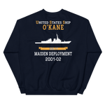 USS O'Kane (DDG-77) 2001-02 MAIDEN DEPLOYMENT Unisex Sweatshirt – back view, navy