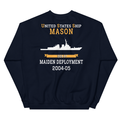USS Mason (DDG-87) 2004-05 MAIDEN DEPLOYMENT Unisex Sweatshirt – back view, navy