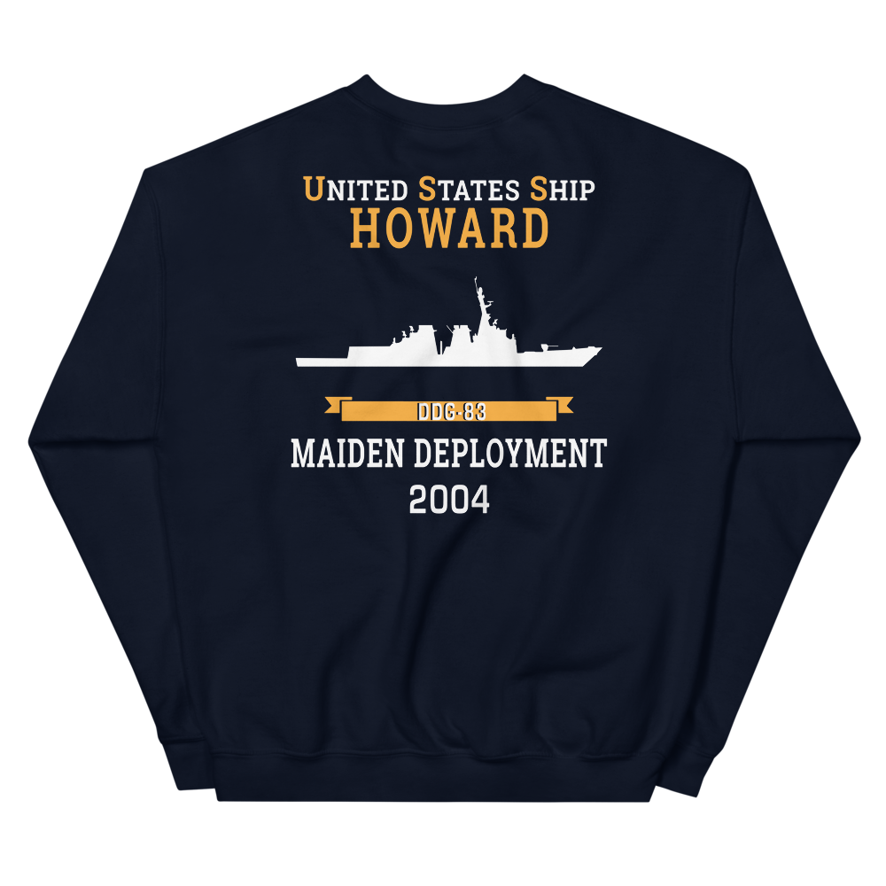USS Howard (DDG-83) 2004 MAIDEN DEPLOYMENT Unisex Sweatshirt – back view, navy