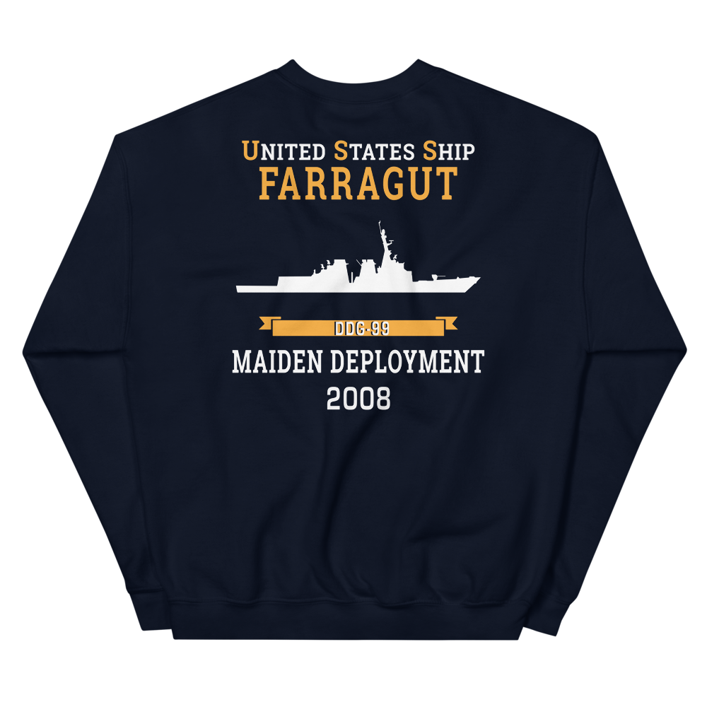 USS Farragut (DDG-99) 2008 MAIDEN DEPLOYMENT Unisex Sweatshirt