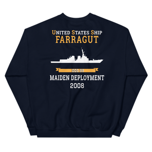 USS Farragut (DDG-99) 2008 MAIDEN DEPLOYMENT Unisex Sweatshirt