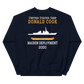 USS Donald Cook (DDG-75) 2000 MAIDEN DEPLOYMENT Unisex Sweatshirt – back view, navy