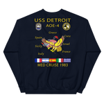 USS Detroit (AOE-4) 1983 Med Cruise Sweatshirt – back view, navy