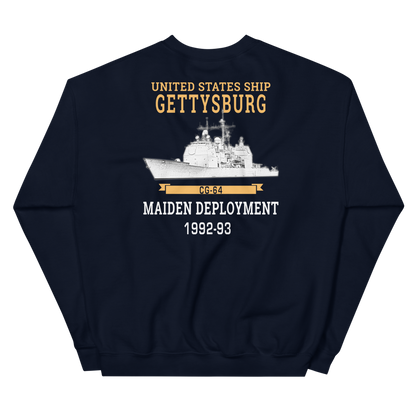 USS Gettysburg (CG-64) 1992-93 Maiden Deployment Sweatshirt – back view, navy