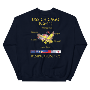 USS Chicago (CG-11) 1976 WESTPAC Cruise Sweatshirt – back view, navy