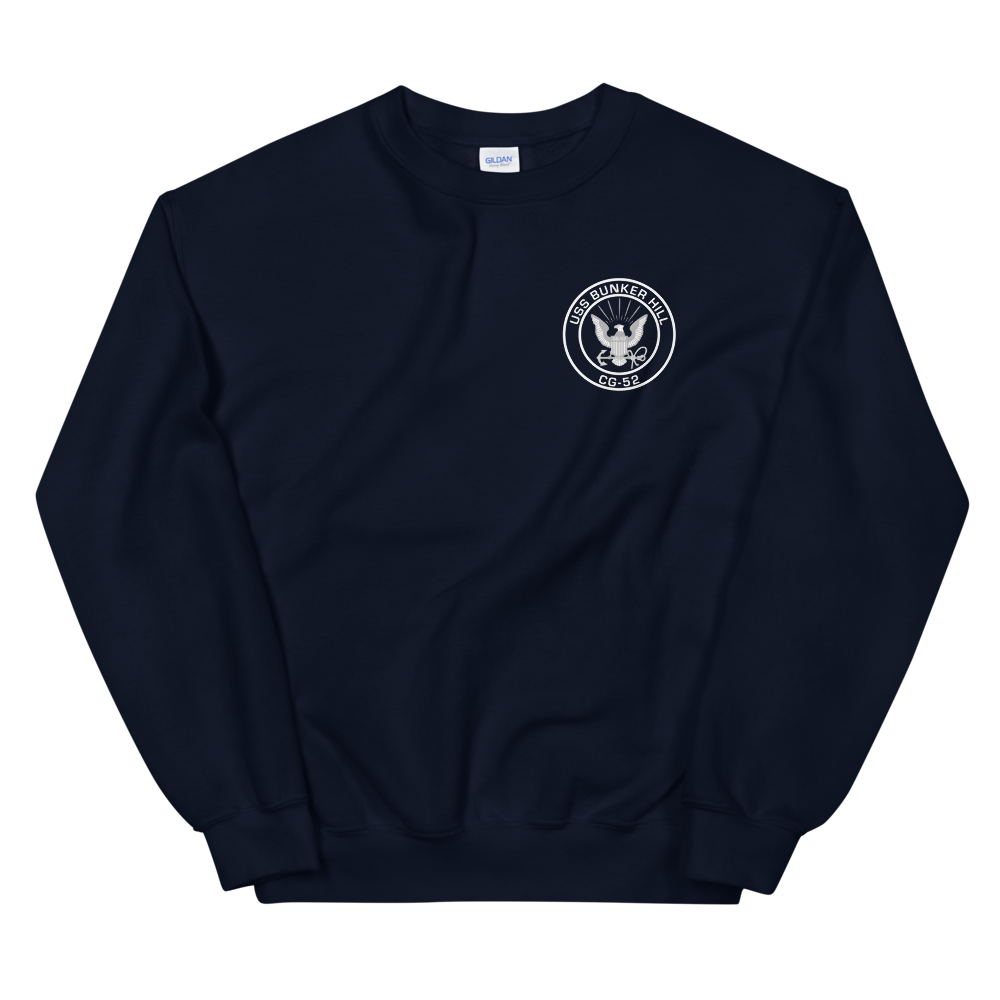 USS Bunker Hill (CG-52) 1988-89 Deployment Sweatshirt – front view, navy