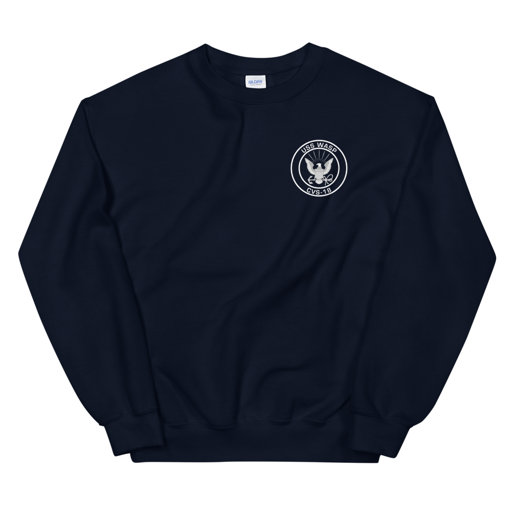 USS Wasp (CVS-18) 1964 MED Unisex Sweatshirt – front view, navy