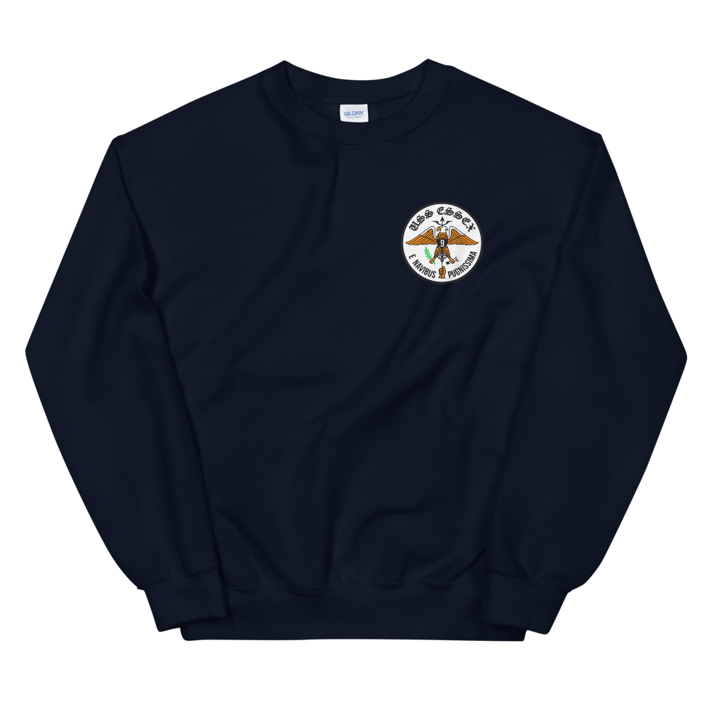 USS Essex (CVS-9) Ship's Crest Sweatshirt – front view, navy