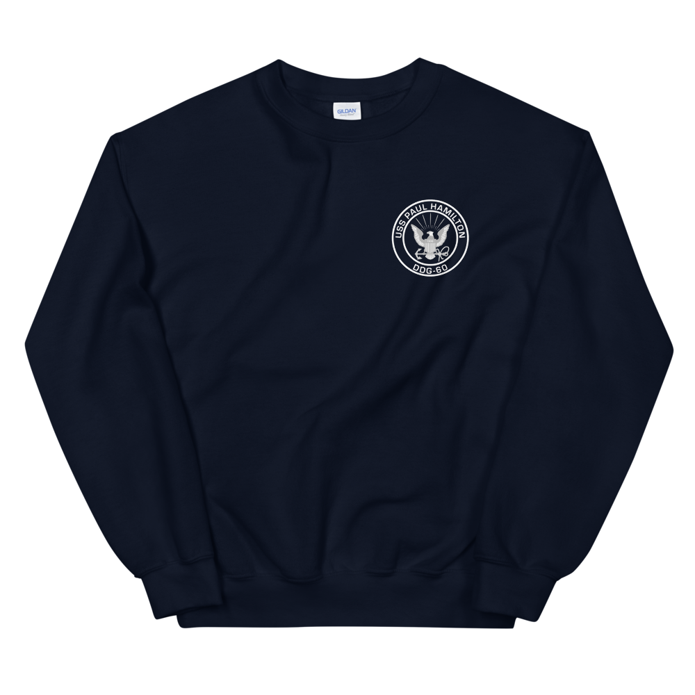 USS Paul Hamilton (DDG-60) 1996-97 MAIDEN DEPLOYMENT Unisex Sweatshirt – front view, navy