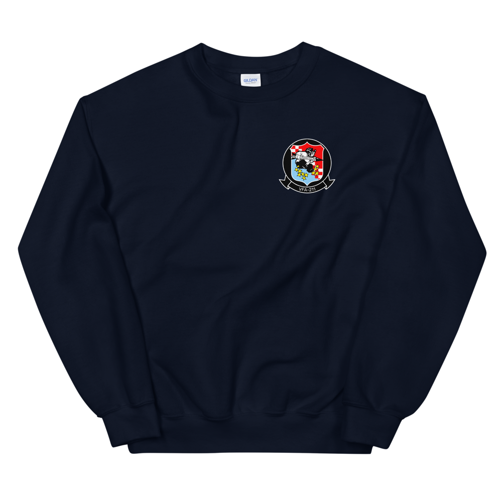VFA-211 Checkmates Squadron Crest Unisex Sweatshirt – front view, navy