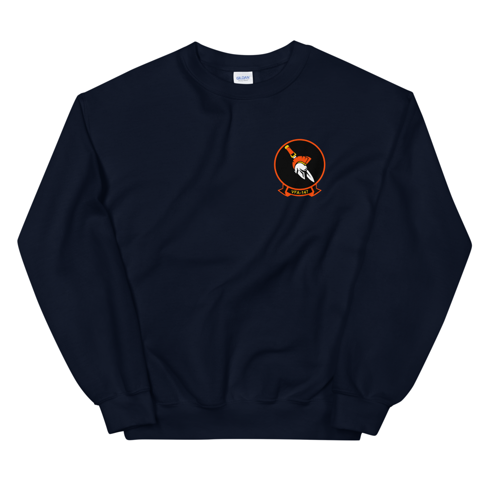 VFA-147 Argonauts Squadron Crest Unisex Sweatshirt – front view, navy
