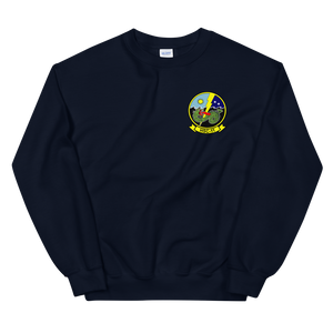 HSC-11 Dragonslayers Squadron Crest Unisex Sweatshirt – front view, navy