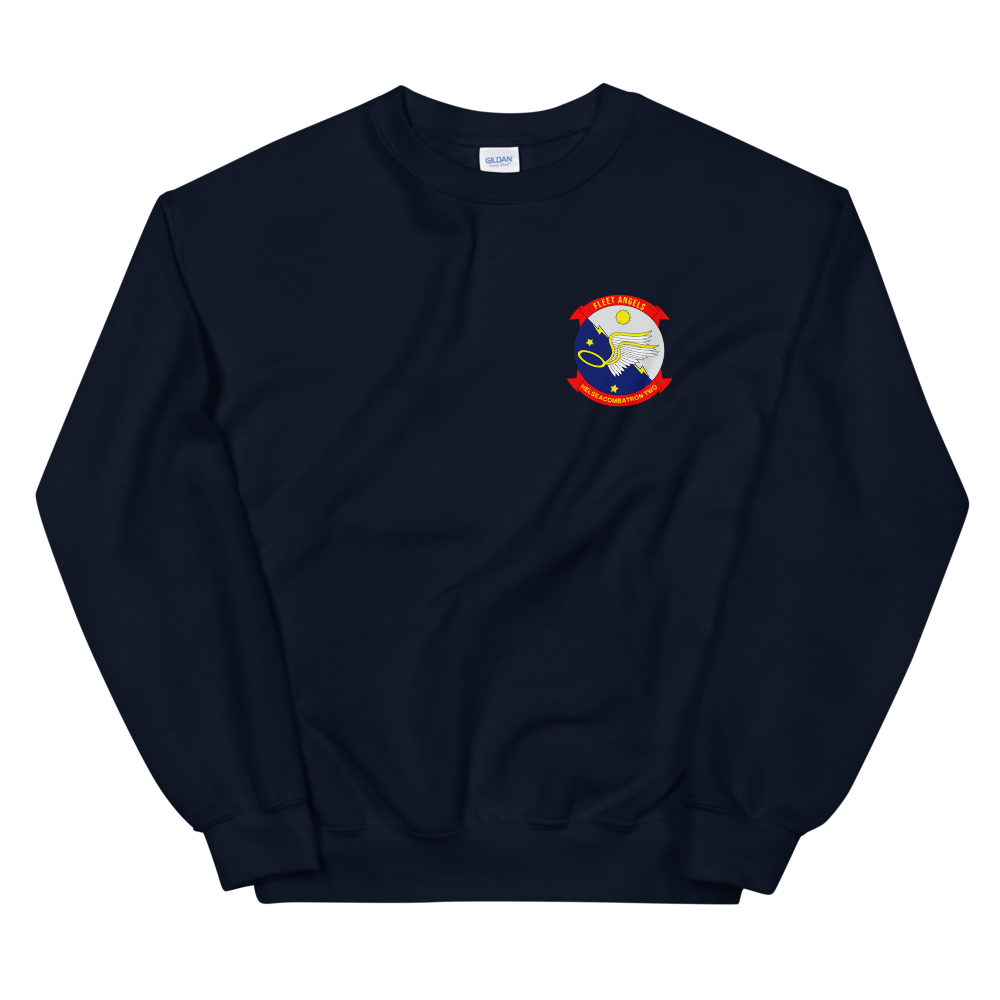 HSC-2 Fleet Angels Squadron Crest Unisex Sweatshirt – front view, navy