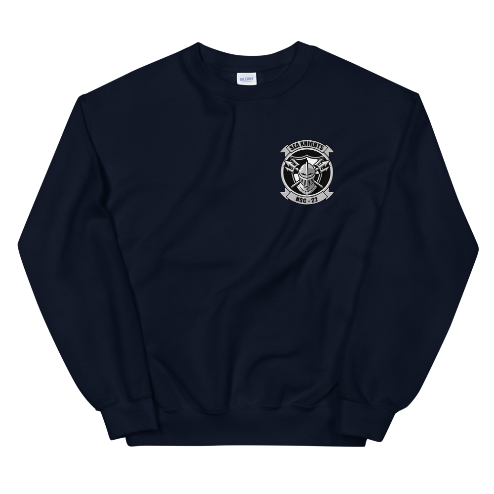 HSC-22 Sea Knights Squadron Crest Unisex Sweatshirt – front view, navy