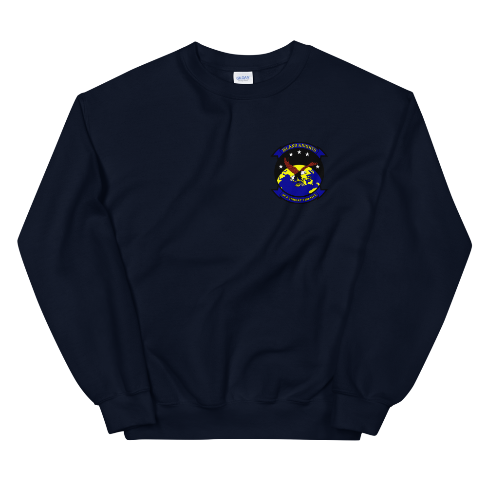 HSC-25 Island Knights Squadron Crest Unisex Sweatshirt – front view, navy