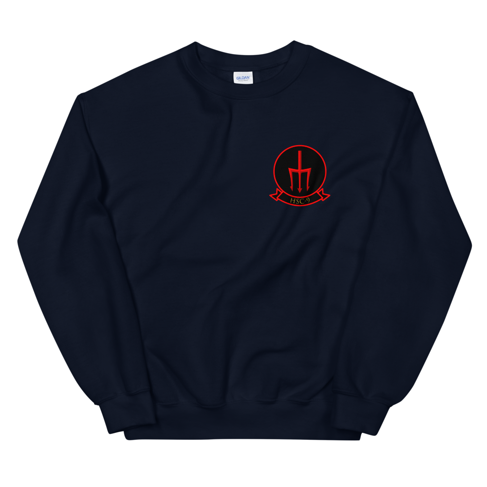 HSC-9 Tridents Squadron Crest Unisex Sweatshirt – front view, navy