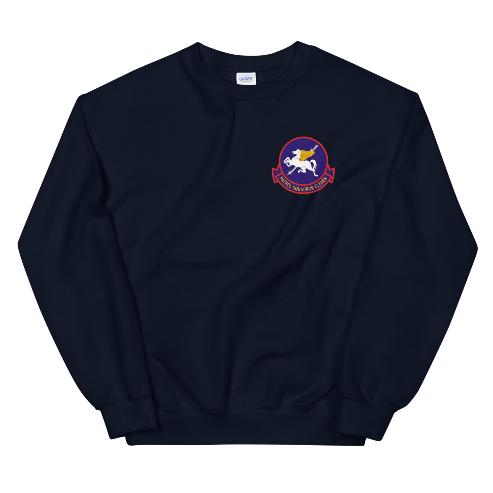 VP-11 Proud Pegasus Squadron Crest Sweatshirt – front view, navy