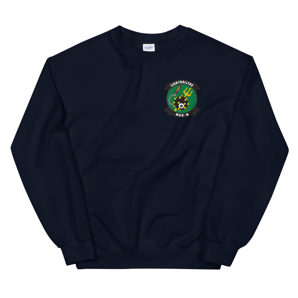 HSC-8 Eightballers Squadron Crest Sweatshirt – front view, navy