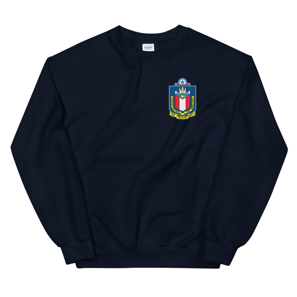 USS Austin (LPD-4) 2002-03 Cruise Sweatshirt – front view, navy